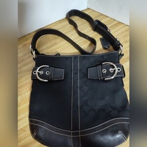 VTG Coach Signature Buckle Duffle Bag Brown Suede Leather 3574 Convertible Strap